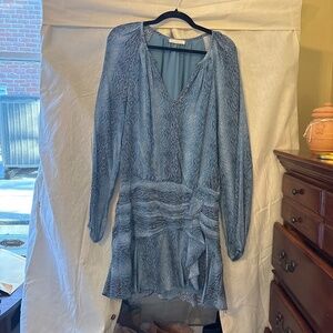 Ramy Brook Jeannie light blue snake print silk dress